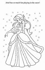 Coloring Ariel Pages Christmas Disney Princess Mermaid Colouring Kids Printable Baby Winter Sheets Little Belle Adult Rapunzel Melody Color Colors sketch template