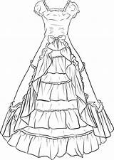 Dress Victorian Drawing Coloring Dresses Pages Lineart Gown Anime Ball Outfits Drawings Women Beautiful Search Ladies Print Paper Choose Board sketch template
