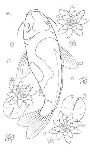 koi lineart  psdeluxe koi art fish drawings koi fish drawing
