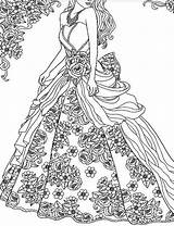 Coloring Pages Fashion Adults Gown Adult Ball Colouring Books Book Dresses Color Gowns App Sheets Colorful Wedding Uploaded User Colormatters sketch template