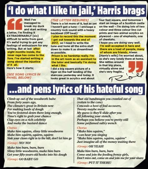 rolf harris s vile jail song revealed in letter from