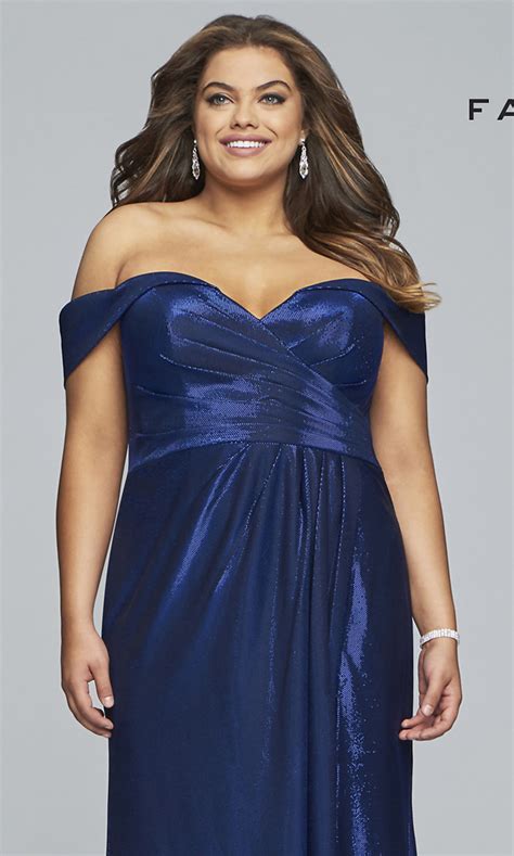 metallic plus size prom dress with ruching promgirl