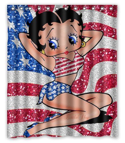 Betty Boop American Flag Shower Curtain Betty Boop Custom Shower