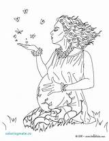 Coloring Gaia Pages Mother Greek Goddess Earth Aphrodite Drawing Color God Hermes Books Hellokids Para Easy Colorir Nature Mythology Pregnant sketch template