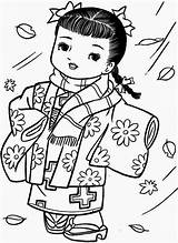 Colorir Japonesas Kimono Menininhas Bonecas Gueixas Japonesa Meninas Japonês Imprimir Luluzinha Riscos sketch template