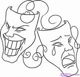 Drama Mask Coloring Cry Drawing Later Easy Now Masks Draw Laugh Pages Drawings Smile Step Theatre Face Tattoo Cliparts Jason sketch template