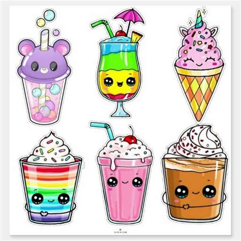 tiern drinks sweet designs sticker zazzlecom cute kawaii drawings
