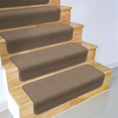 set   overstep attachable carpet stair treads camel tan