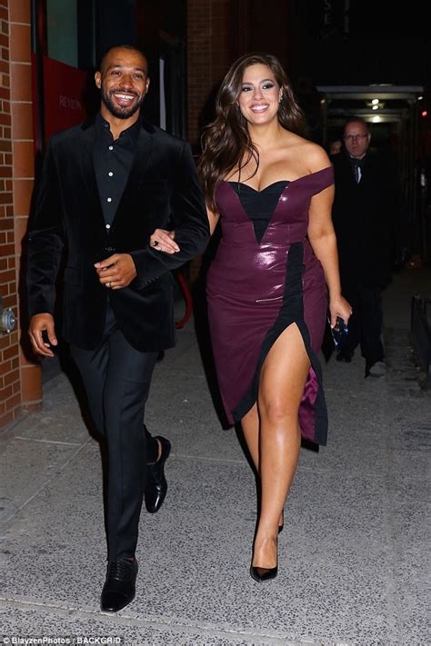 ashley graham flaunts curves in a plunging dress in nyc daily mail online