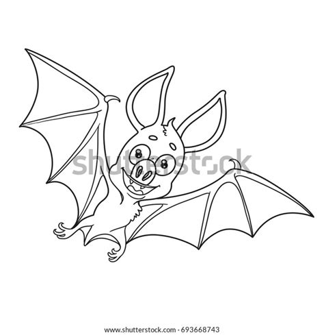 cute halloween bat outlined coloring page stock vector royalty
