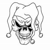 Clown Tattoo Coloring Joker Skull Pages Scary Printable Evil Tattoos Stencils Drawing Stencil Outlines Designs Sketches Drawings Clip Creepy Pennywise sketch template