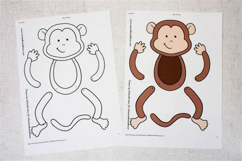 easy monkey paper puppet templates coloured mum   madhouse