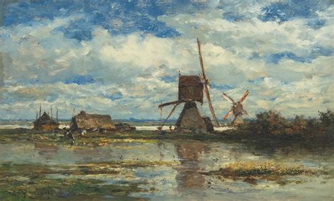 willem roelofs paintings  sale  windmills   stolwijk polder  gouda