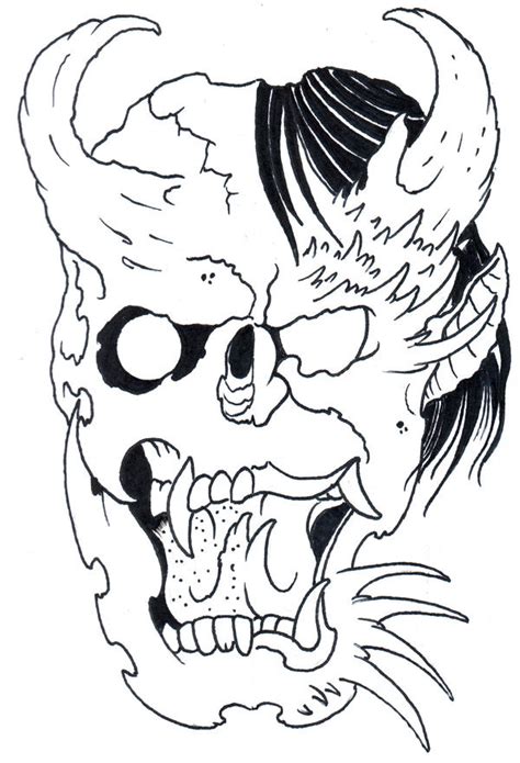 skulldemon tattoo outline  vikingtattoo  deviantart