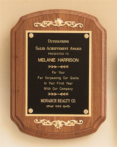 american walnut recognition award plaque  decorative accents laser