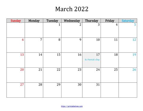 blank march  calendar  printable