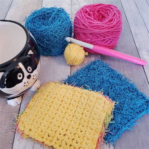 crochet kitchen scrubbies  pattern hands yarn hook