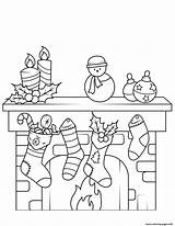 Fireplace Coloring Christmas Pages Printable Chimney Color Print Book Stockings Template Drawing Medium Puzzle Categories sketch template