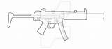 Mp5sd Hk Mp5 Lineart Airsoft Linseed sketch template