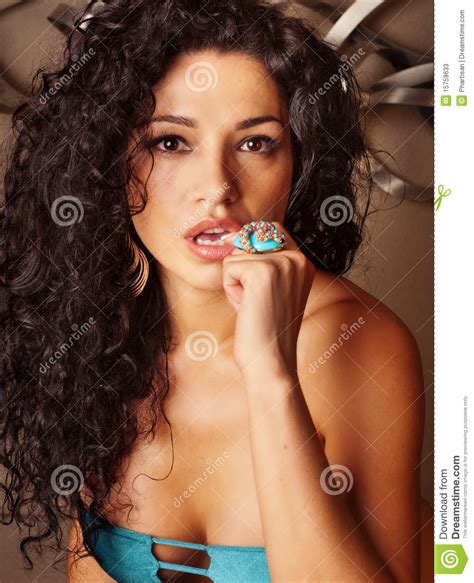 beautiful woman with long curly hair stock image image of stylish