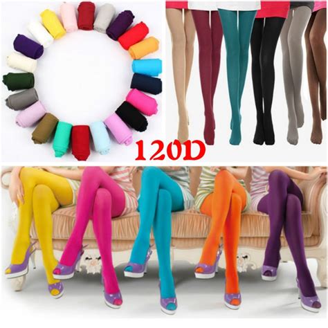 women candy color footed thick opaque warm pantyhose stretch 120d