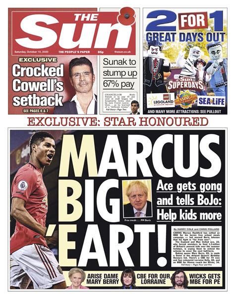 sun front page   october  tomorrows papers today