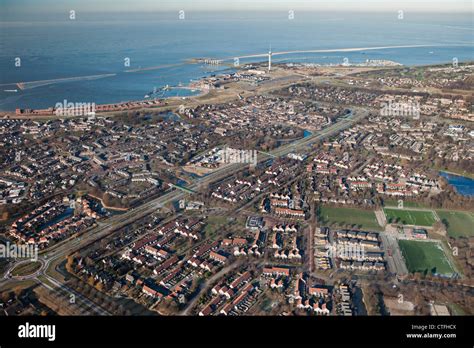 netherlands lelystad aerial view  city stock photo alamy