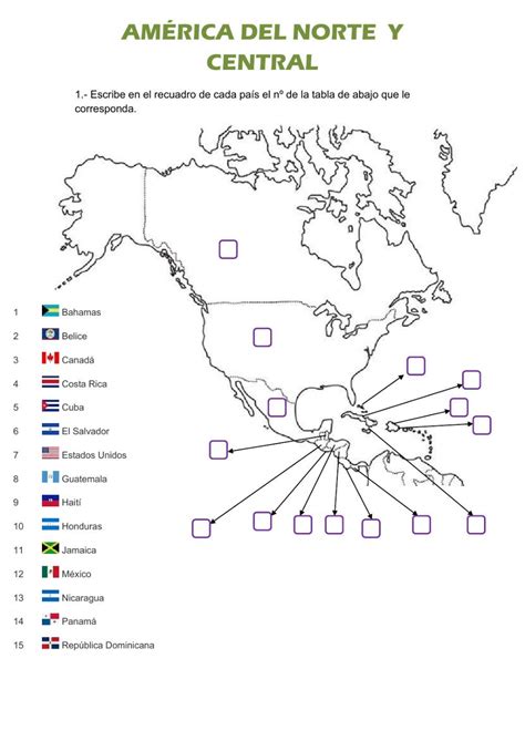 the map of north america with countries labeled in each country s