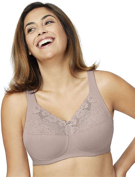 Glamorise Women S Plus Size Comfort Lift Rose Lace Support Bra Taupe