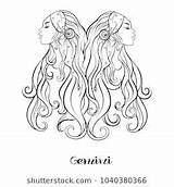 Gemini Zodiac sketch template