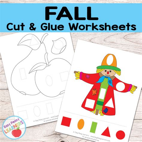 fall cut  glue worksheets easy peasy learners