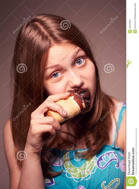 teen girl eating ice cream stock image image of teenager 42343061