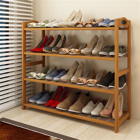 zimtown nature bamboo  tier shoes rack storage organizer  batten  standing shoes tower