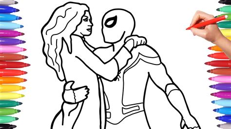 spiderman   home coloring book spiderman saves mj youtube