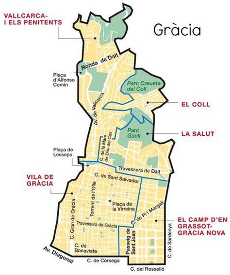 gracia barcelona mapa mapa de gracia de barcelona cataluna espana