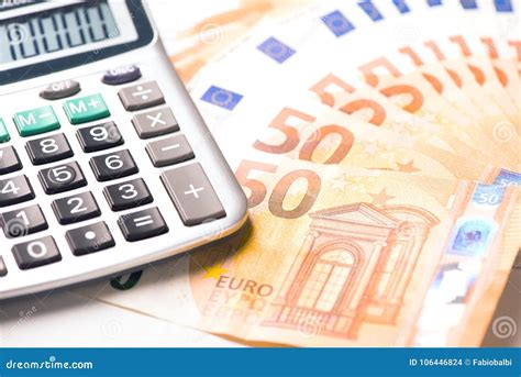 calculator  euro money stock photo image  business