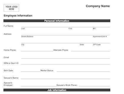 printable  employee forms printable templates