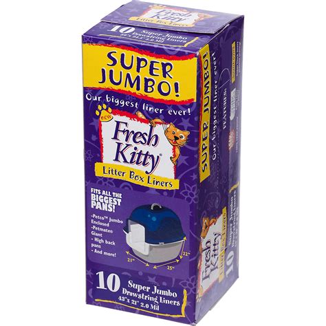 fresh kitty super jumbo drawstring litter box liners petco