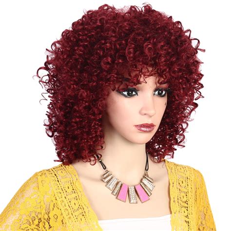 Natural Curly Wigs For Black Women Afro Synthetic Hair Cosplay Party