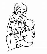 Coloring Nurse Girl Comforting Little Crying Pages Doctor Netart Female Child sketch template