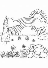 Coloring Nature Landscape Beautiful Scenery Pages Template Sketches Color Garden Fall Adult Size Print Colorluna sketch template
