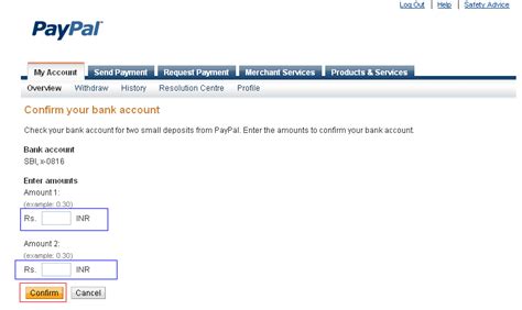 confirm bank account  paypal accounting education