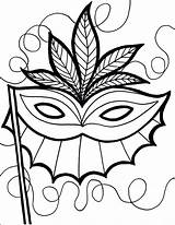Mardi Gras Coloring Pages Printable Adults Mask Lines sketch template