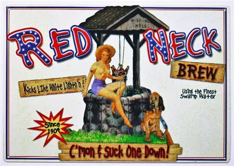 red neck brew metal sign moonshine beer brewery pin up