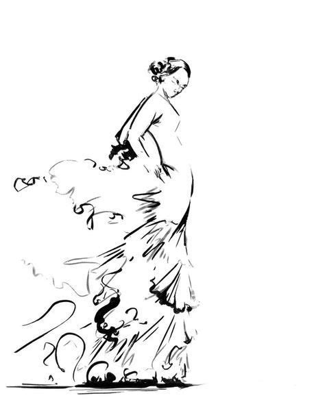 flamenco dancer print black  white dance art ink drawing dancers