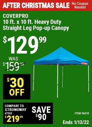 coverpro  ft   ft heavy duty straight leg pop  canopy   harbor freight coupons
