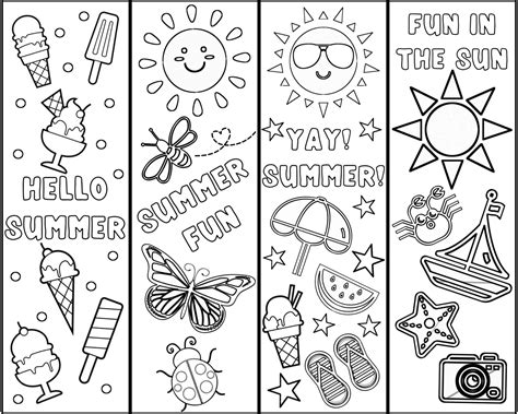 cute  printable bookmarks  color  kids summer fun cassie