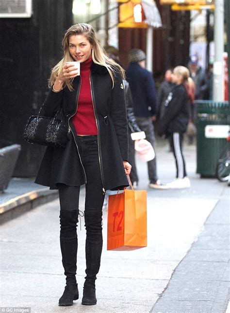 jessica hart sips soup during shopping trip with her equally stylish