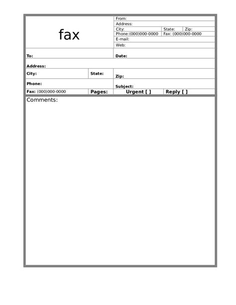 printable fax cover sheet templates  ms word
