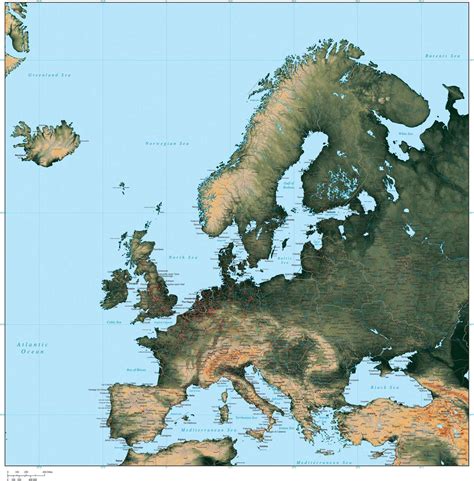 digital europe terrain map  adobe illustrator vector format europe